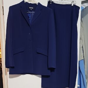 Kasper Deep Blue Skirt Suit Set Jacket Is A 4 Skirt Is A 8 EUC Wedding Work